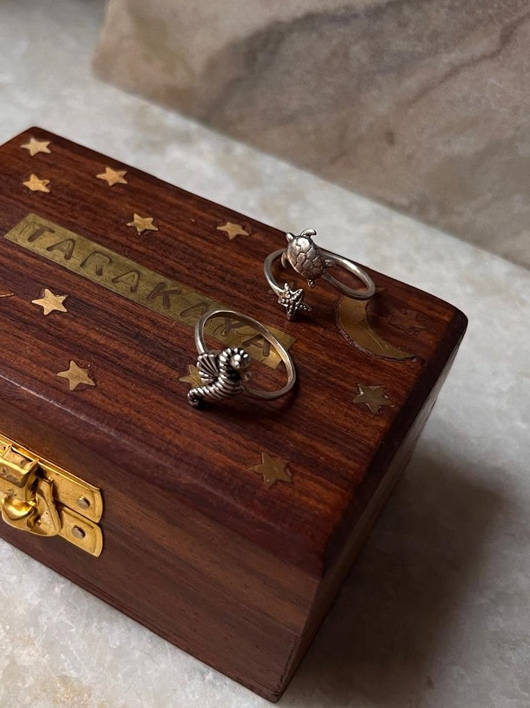 Ocean Inspired Adjustable Stack Ring Set in Sterling Silver