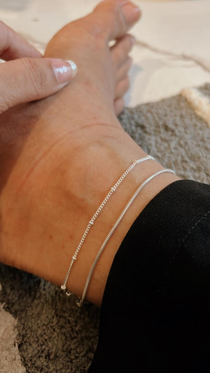 Cable dot handcrafted 925 sterling silver anklet jewelry