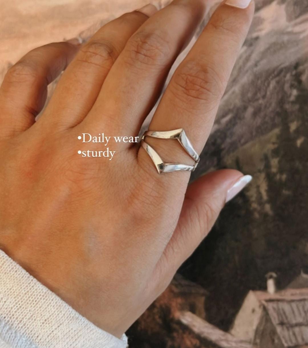 Double Chevron Inverted Stackable Ring