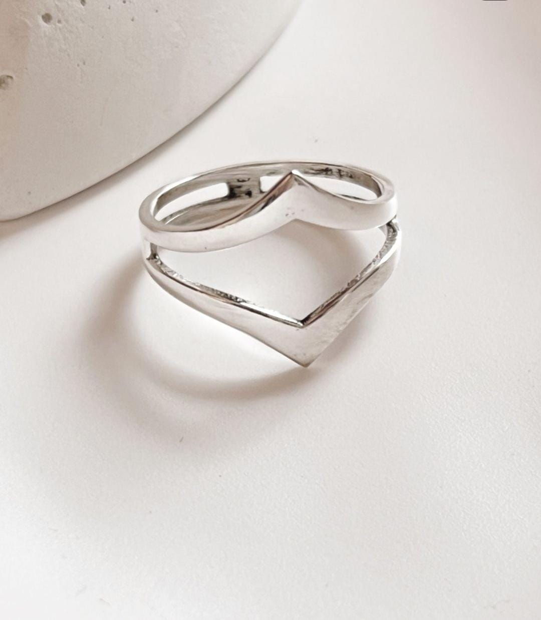 Double Chevron Inverted Stackable Ring