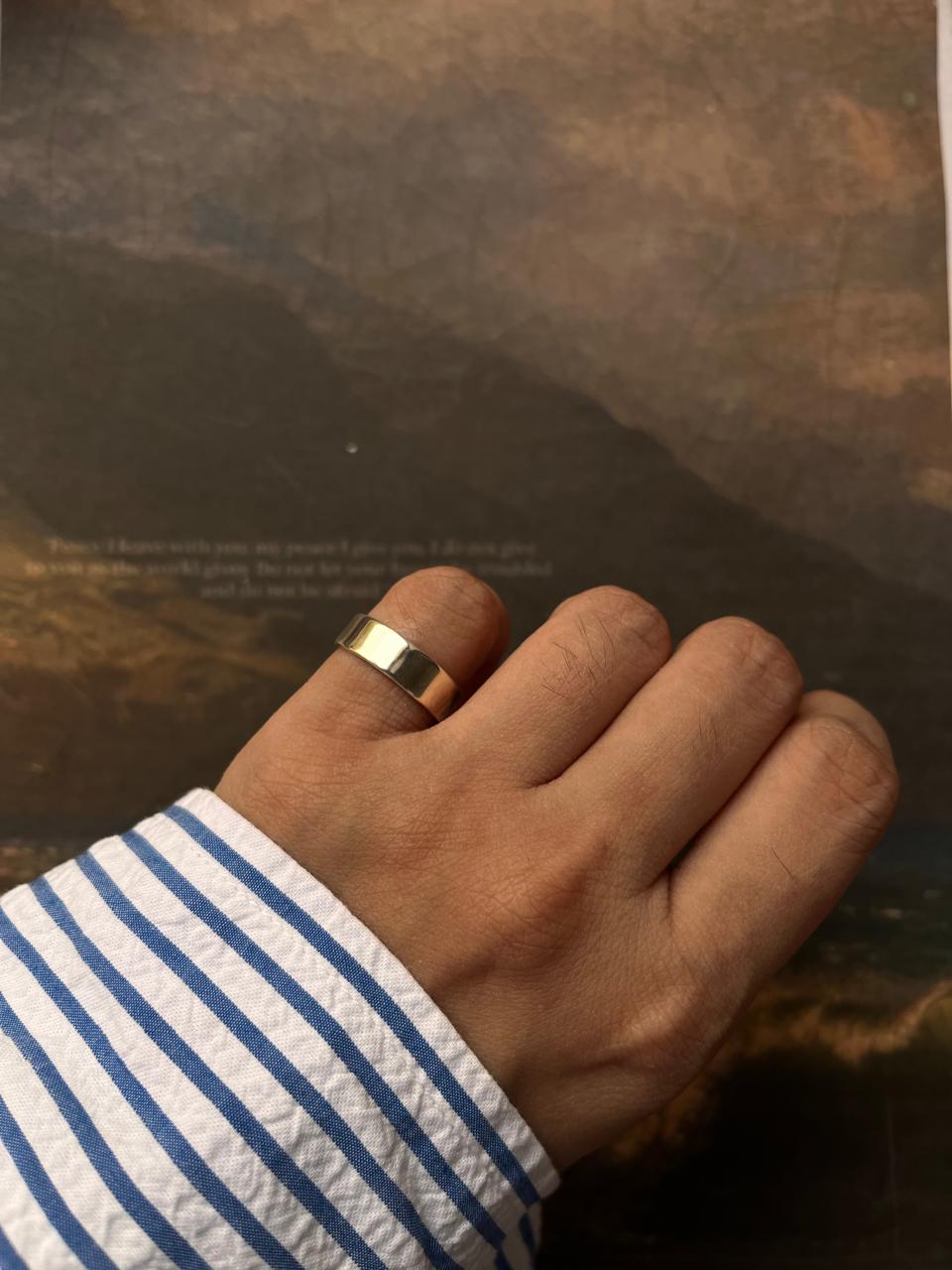 Timeless Plain Rectangular Adjustable Silver Ring