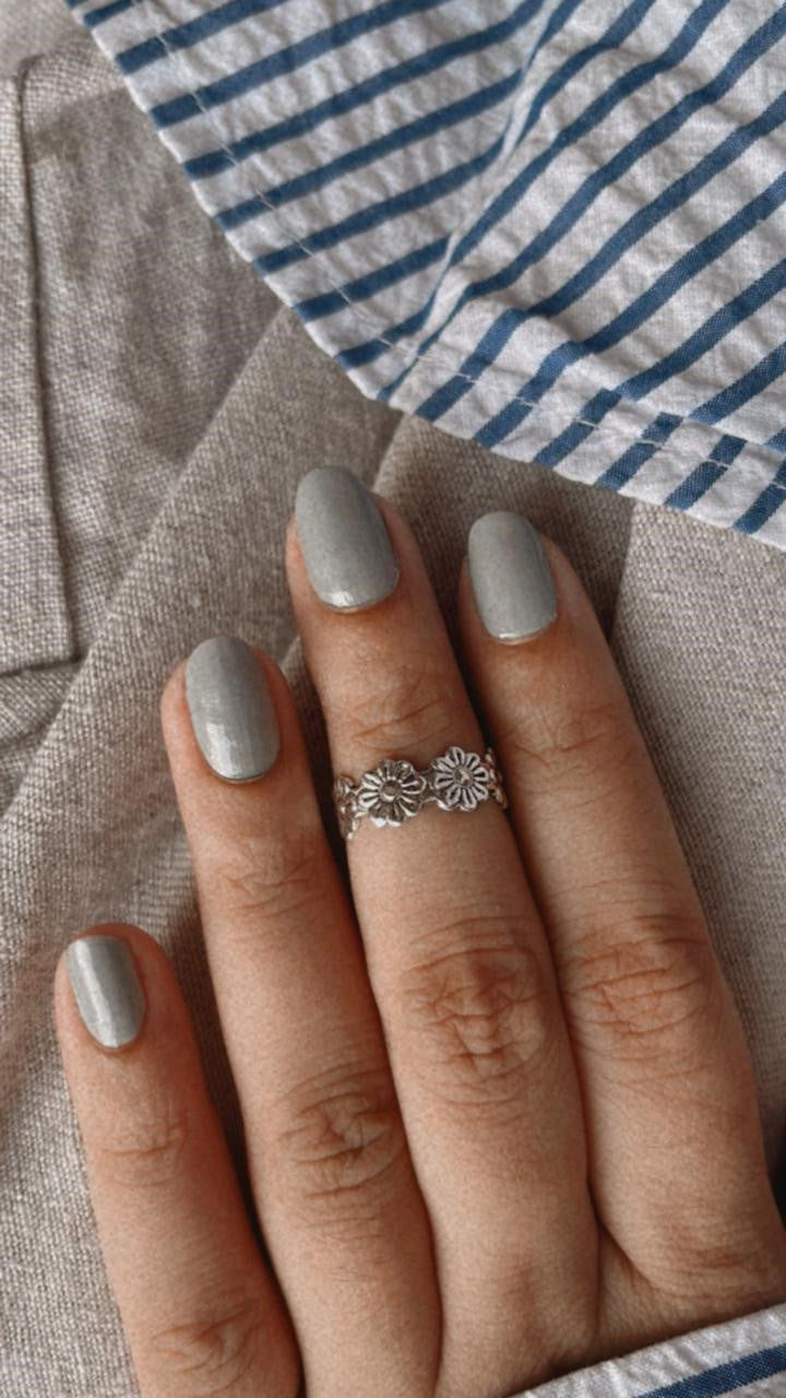 Tiny Flower Silver Ring for Mid or Little Finger