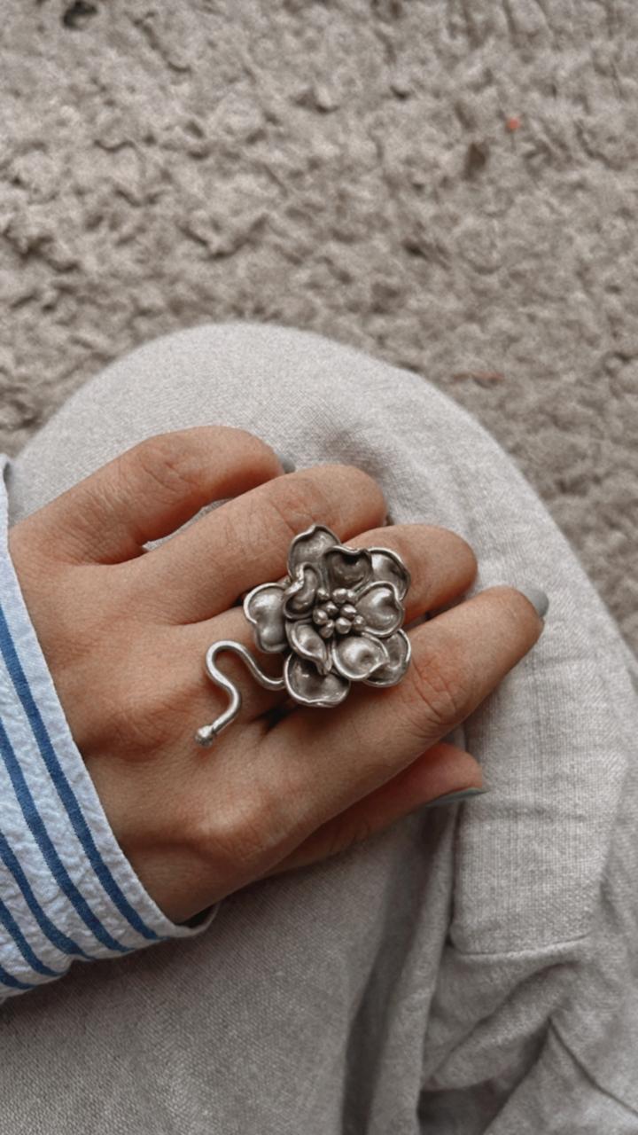 Unique Blooming Beauty Handcrafted Bohemian Silver Ring