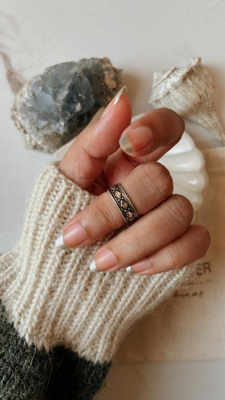 Sterling Silver Tribal Rawa Ring for Mid or Little Finger