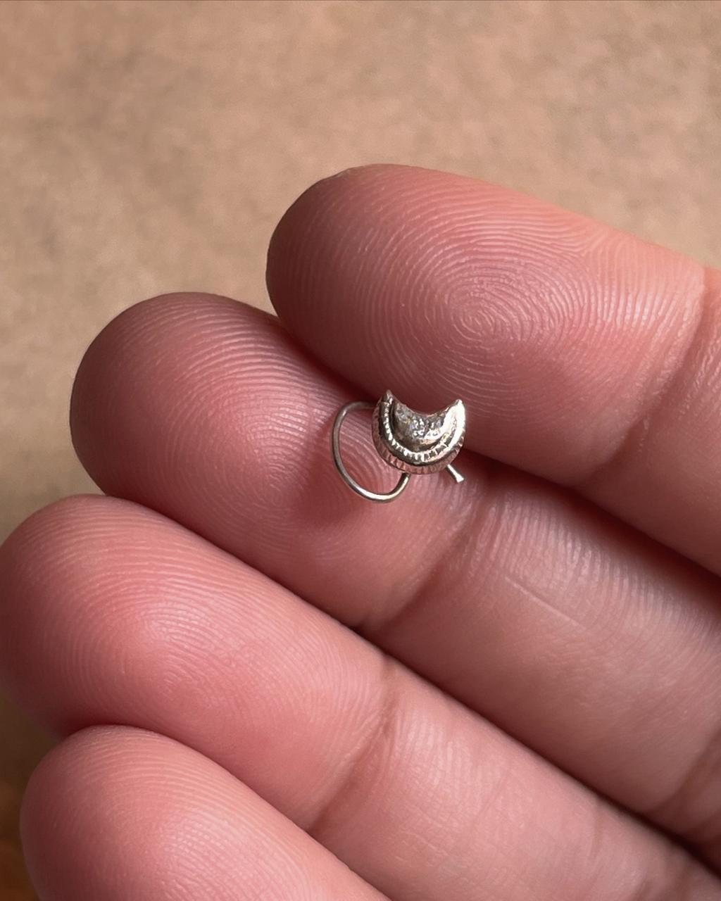 Sterling Silver Moon Chand Nose Pin for a Celestial Touch