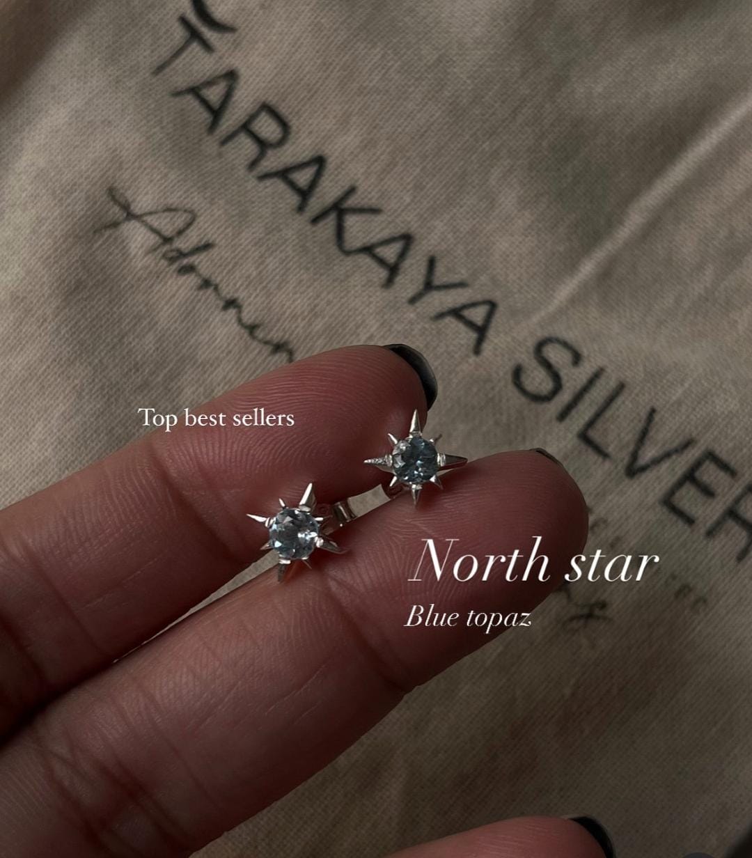 North Star Design Blue Topaz Studs in Silver 925
