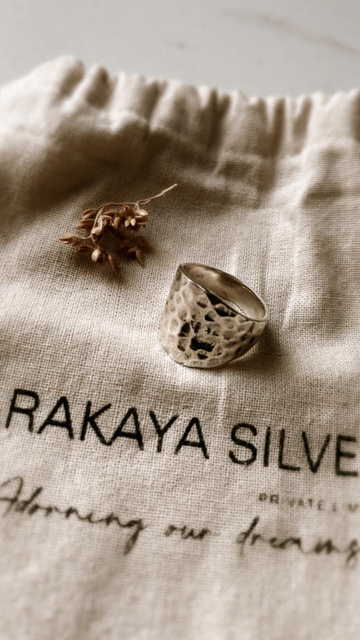 Bold hammered chunky silver ring