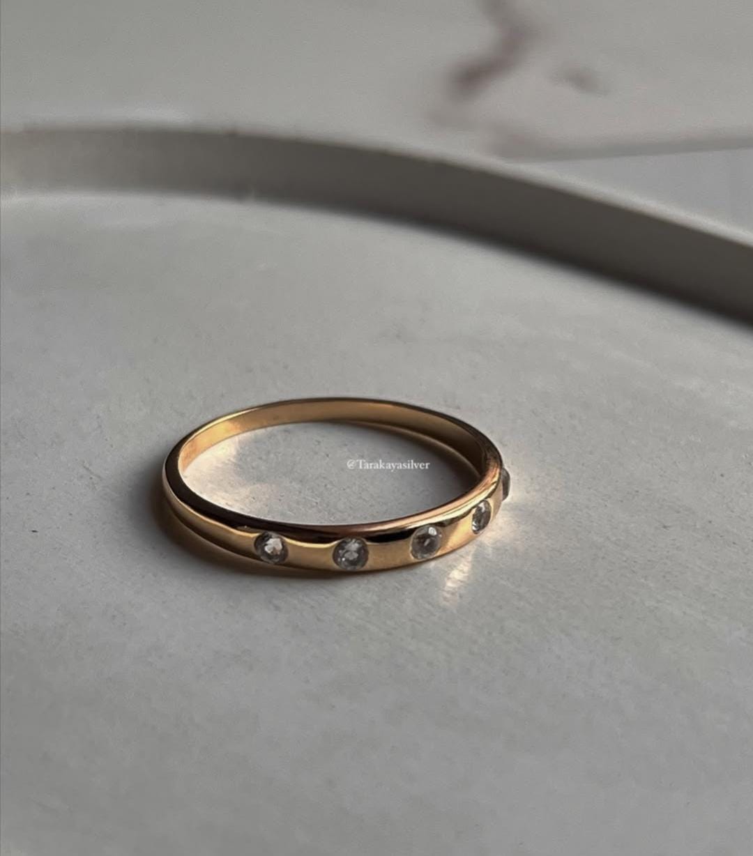 Gold Vermeil Eclipse white topaz band ring