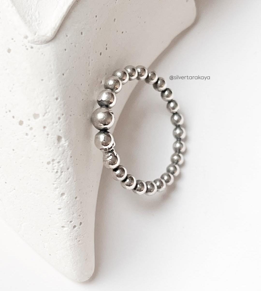 Dots of the Tribe 925 Silver Ring - Distinctive Tribal Dot Design on Silver