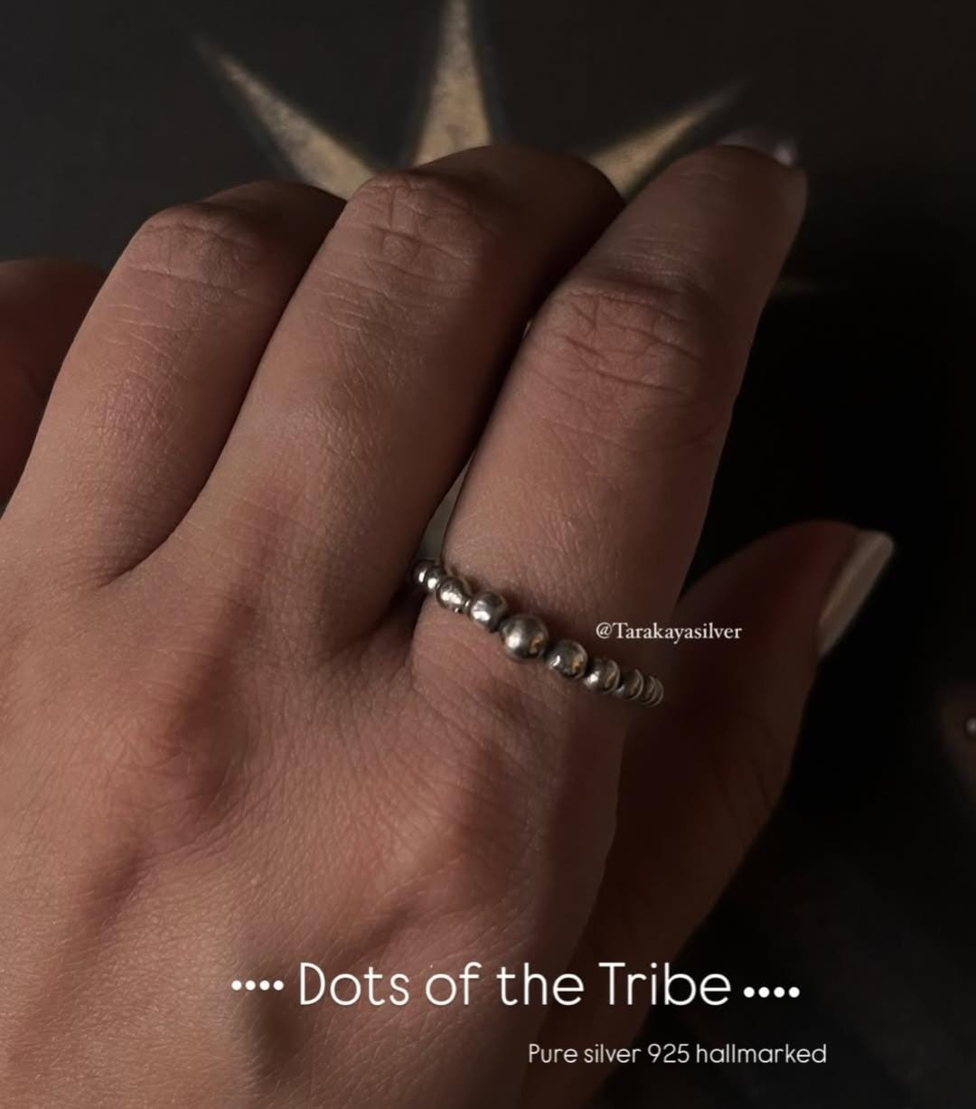 Dots of the Tribe 925 Silver Ring - Statement Band with Tribal Symbolism