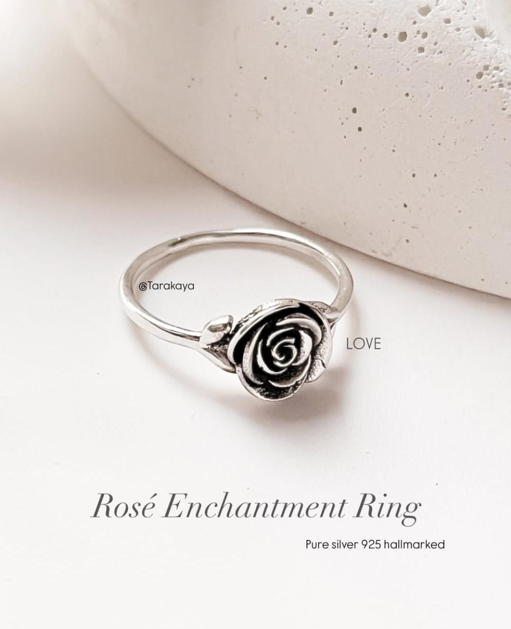 Love Rose Enchantment 925 Silver Ring - Elegant Rose Design with Silver Band