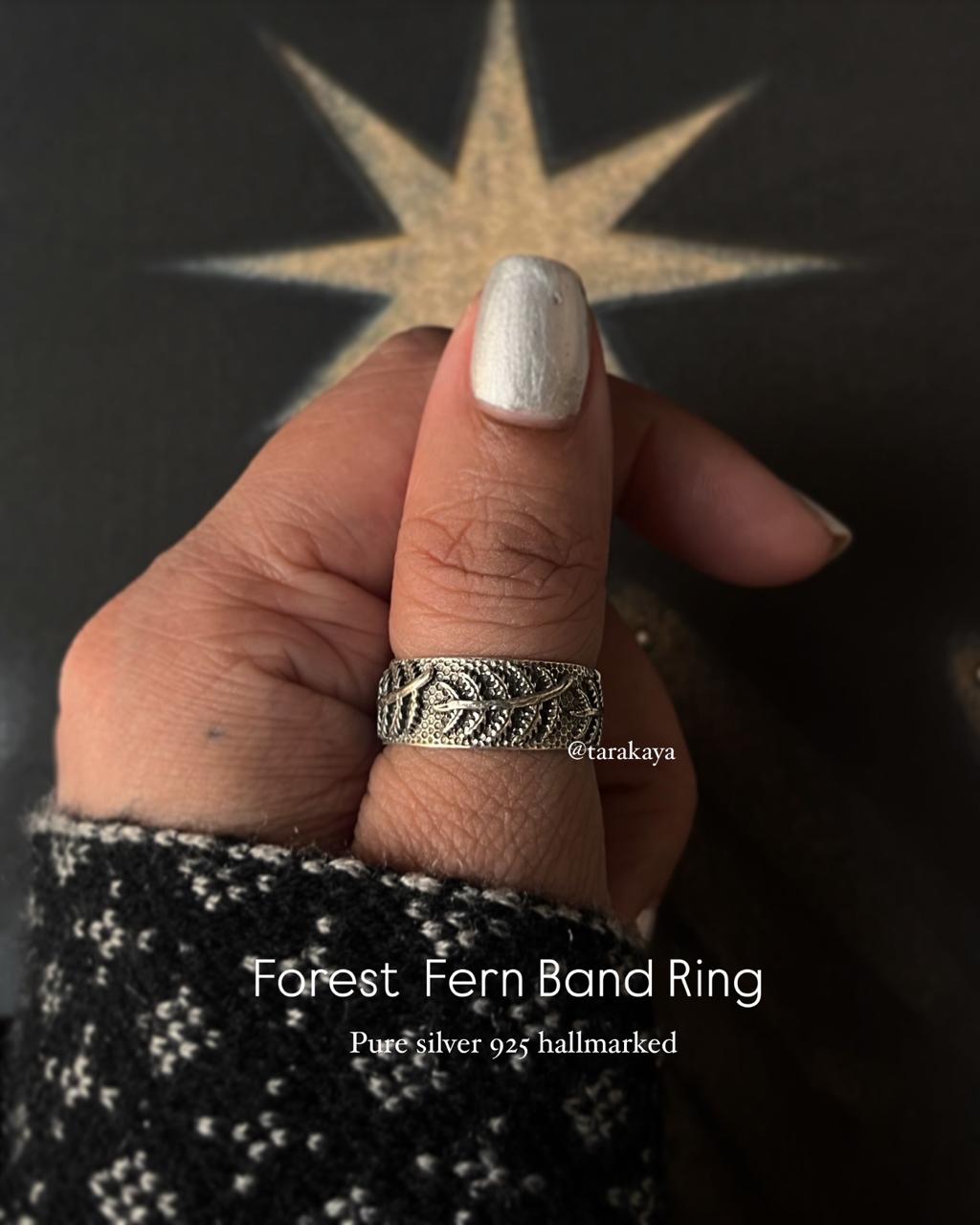 Forest Fern Band 925 Silver Ring - Nature-Inspired Silver Ring