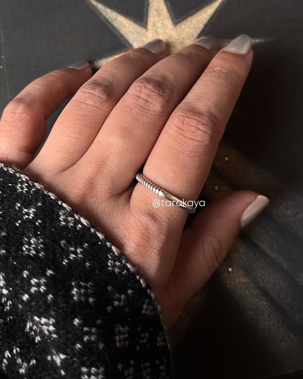 925 Sterling Silver 2 in 1 Plain and Rope Band Ring - Fashionable Stackable Ring