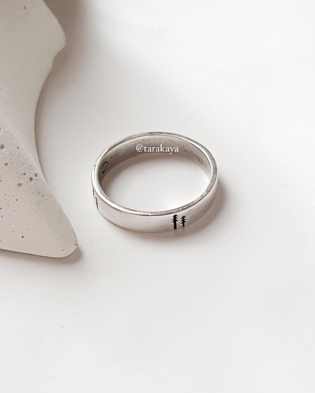 Forest Pine Tree Band 925 Silver Ring - Perfect for Nature Lovers