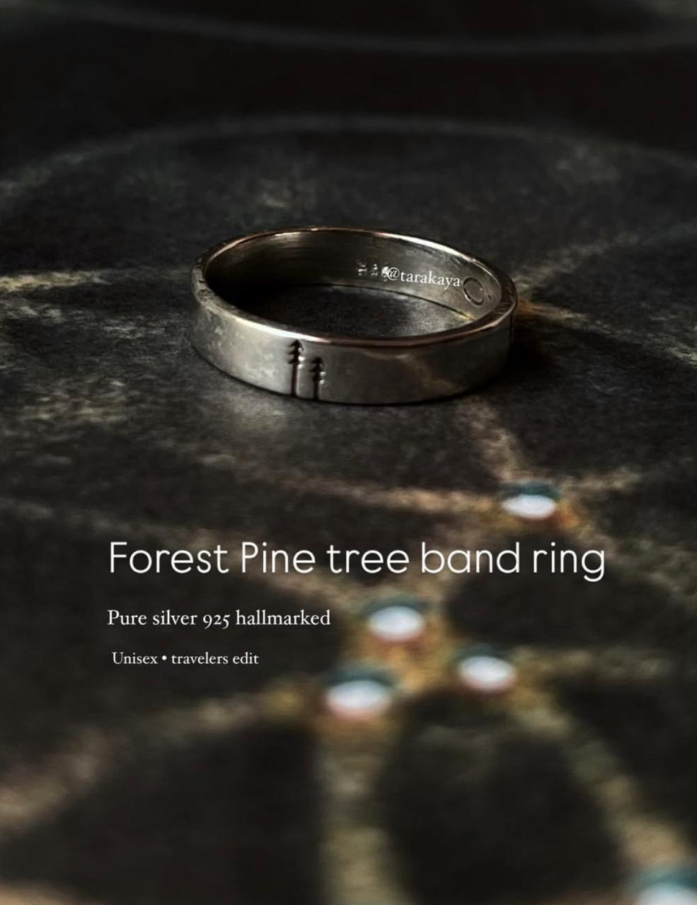 Forest Pine Tree Band 925 Silver Ring - Nature-Inspired Silver Ring
