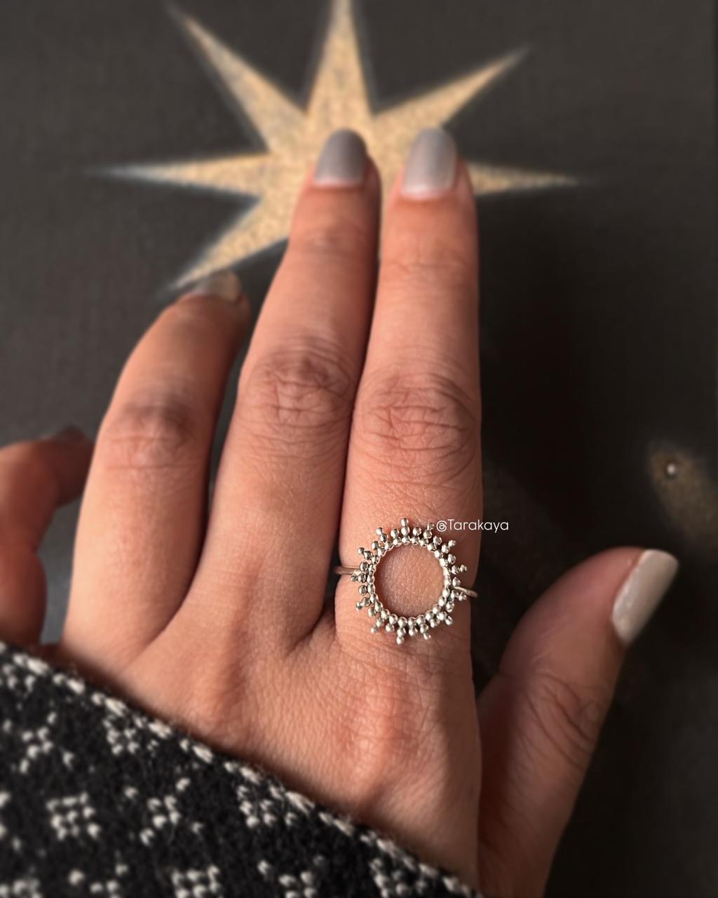 Handcrafted Rawa Sun Mandala Ring in 925 Silver