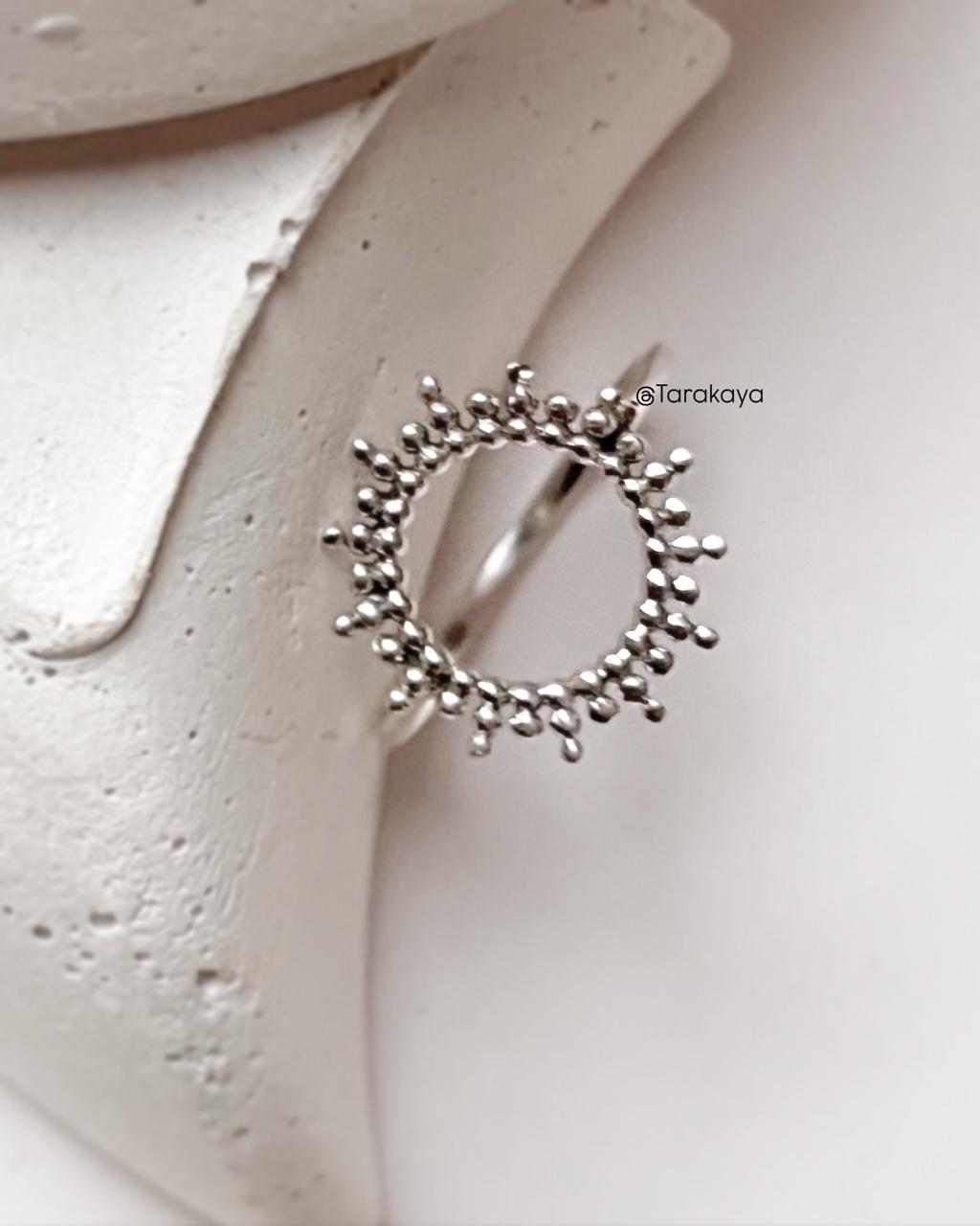 Elegant Rawa Sun Mandala 925 Silver Ring for Spiritual Jewelry