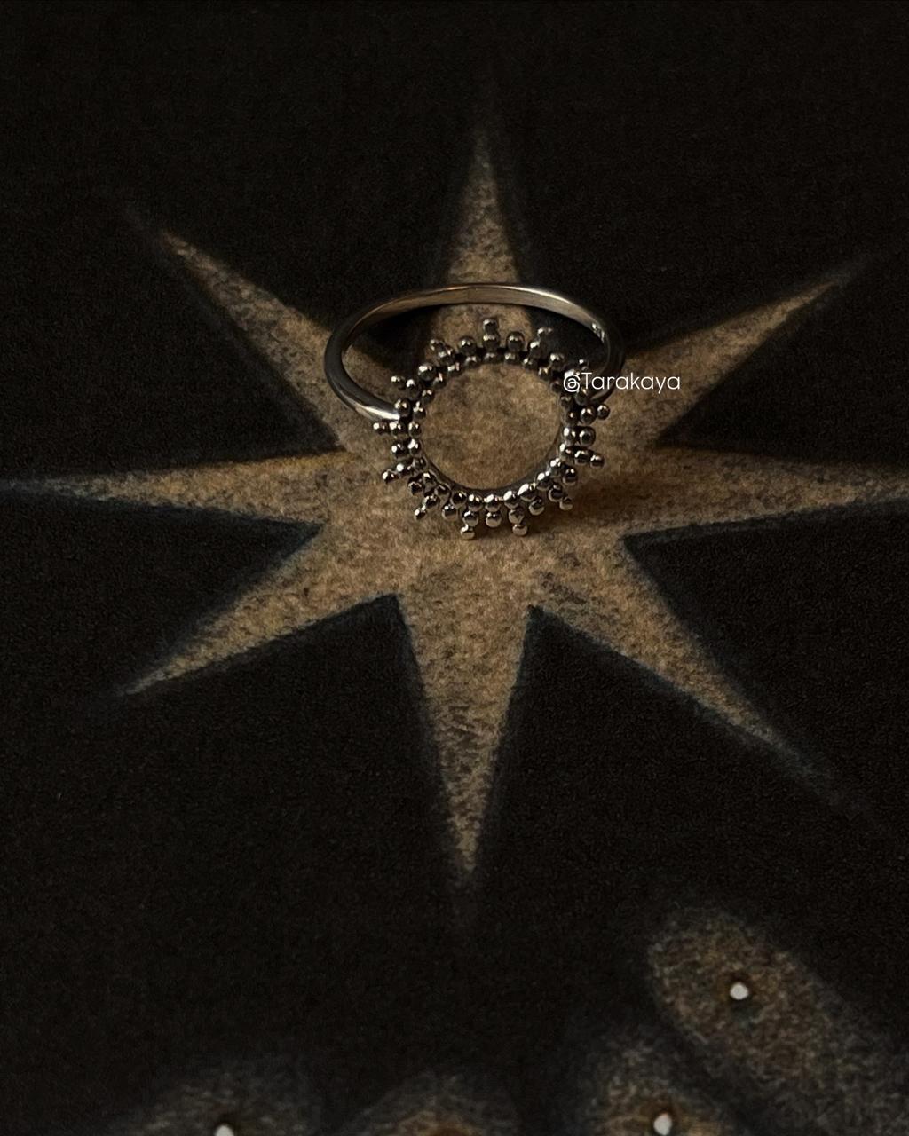 925 Silver Ring with Rawa Sun Mandala Design for Boho Fashion