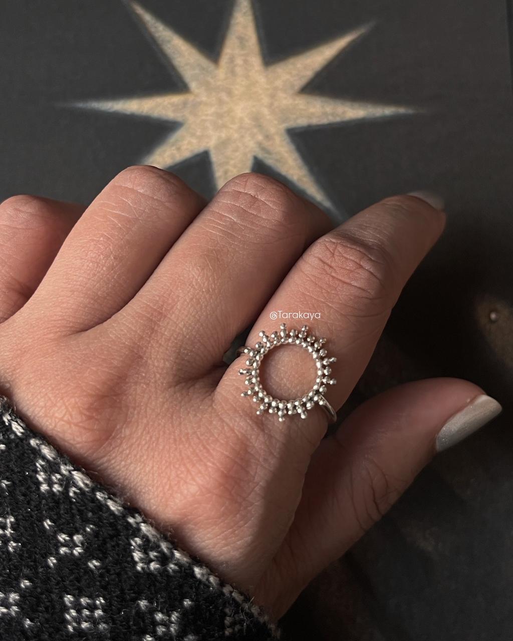 Rawa Sun Mandala 925 Silver Ring for Symbolic and Stylish Jewelry