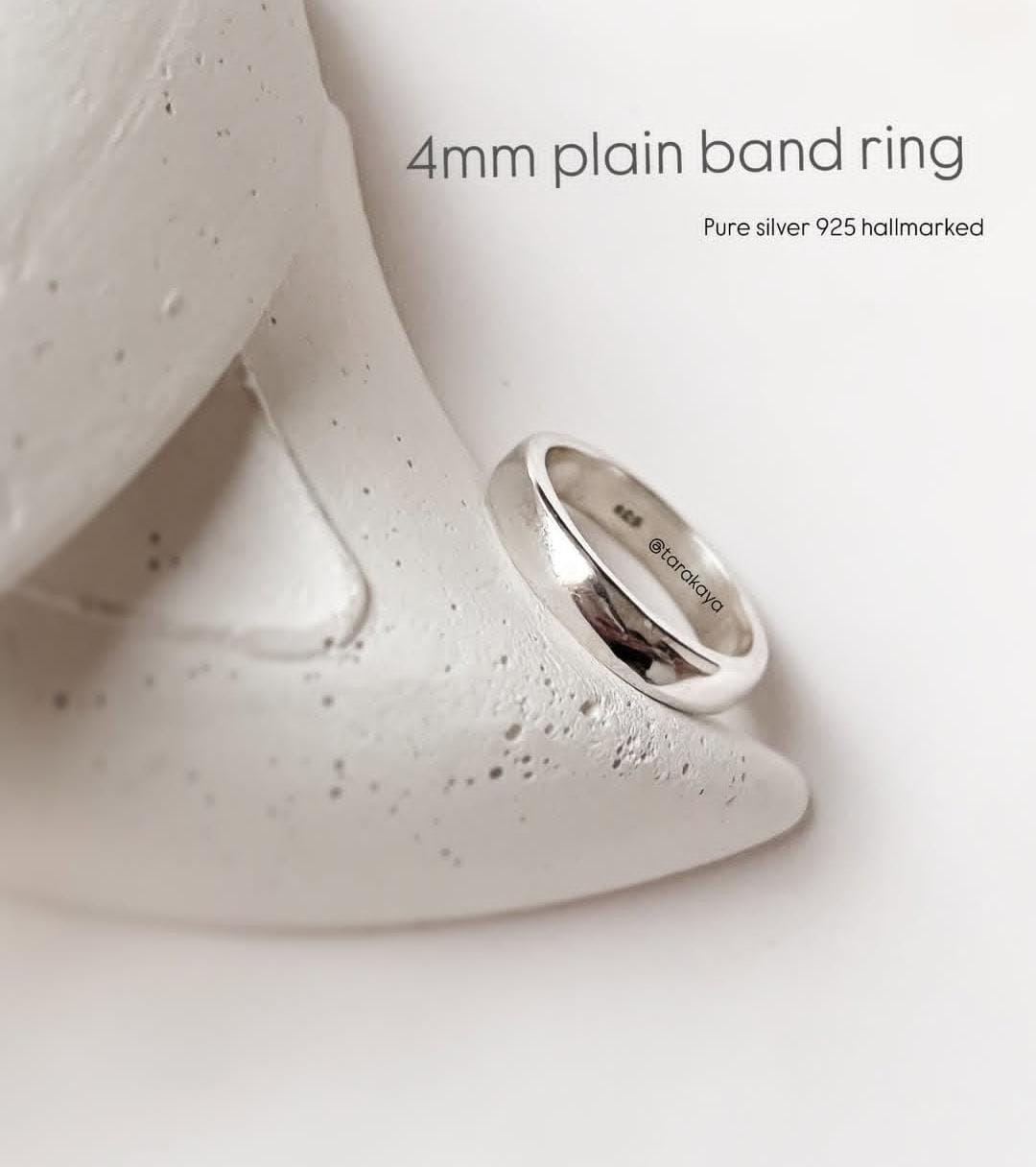 Plain 4MM Band 925 Silver Ring for Men and Women