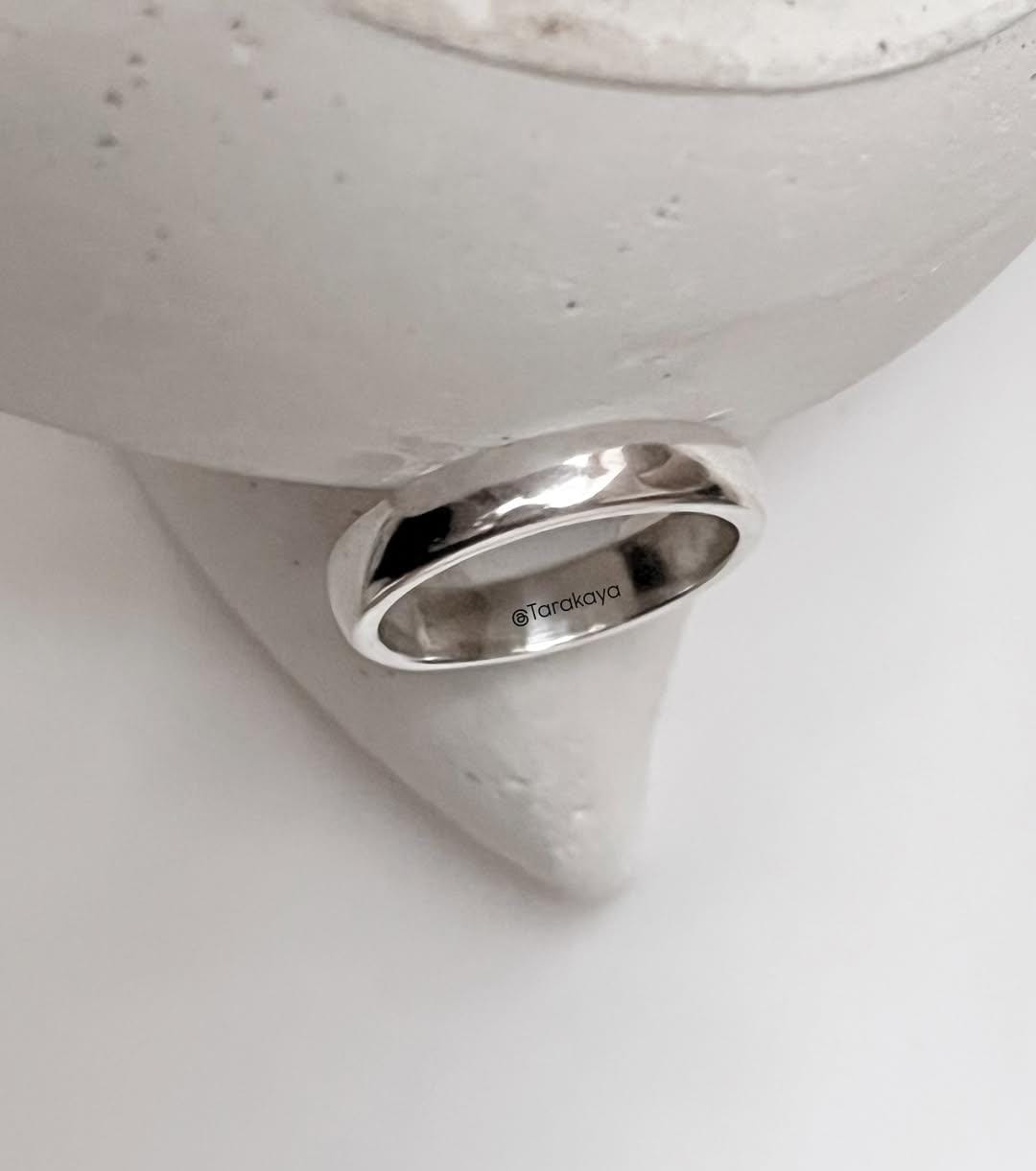Handcrafted 4MM Plain Silver Band Ring in 925 Sterling Silver