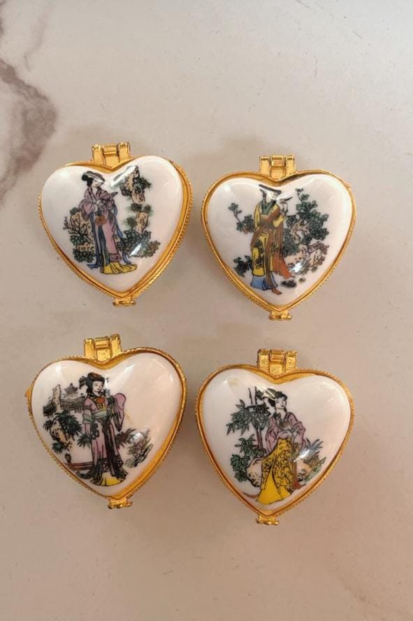 Antique Style Mini Porcelain Heart Box for Keepsakes
