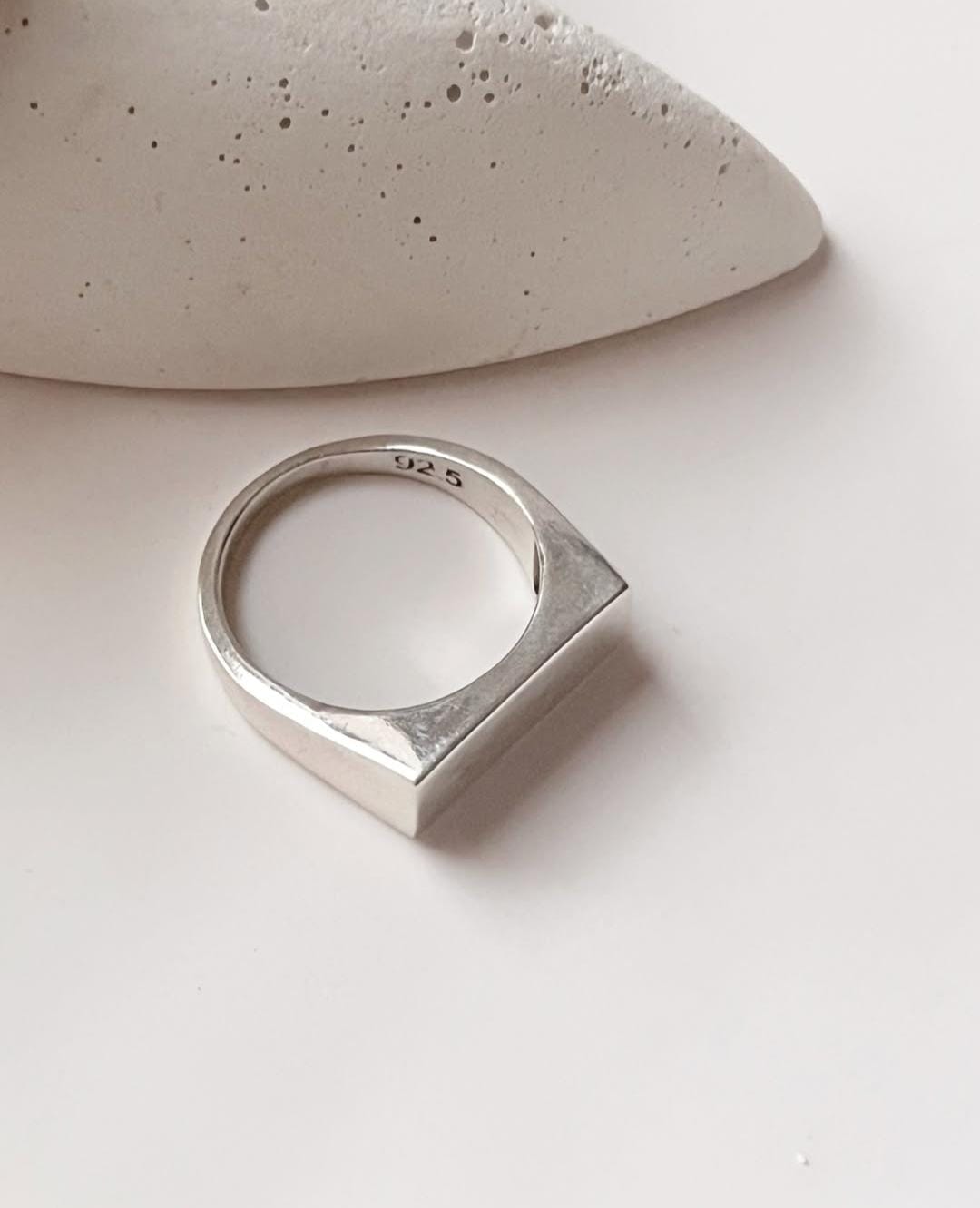 925 Silver Plain Signet Ring for Minimalist Jewelry