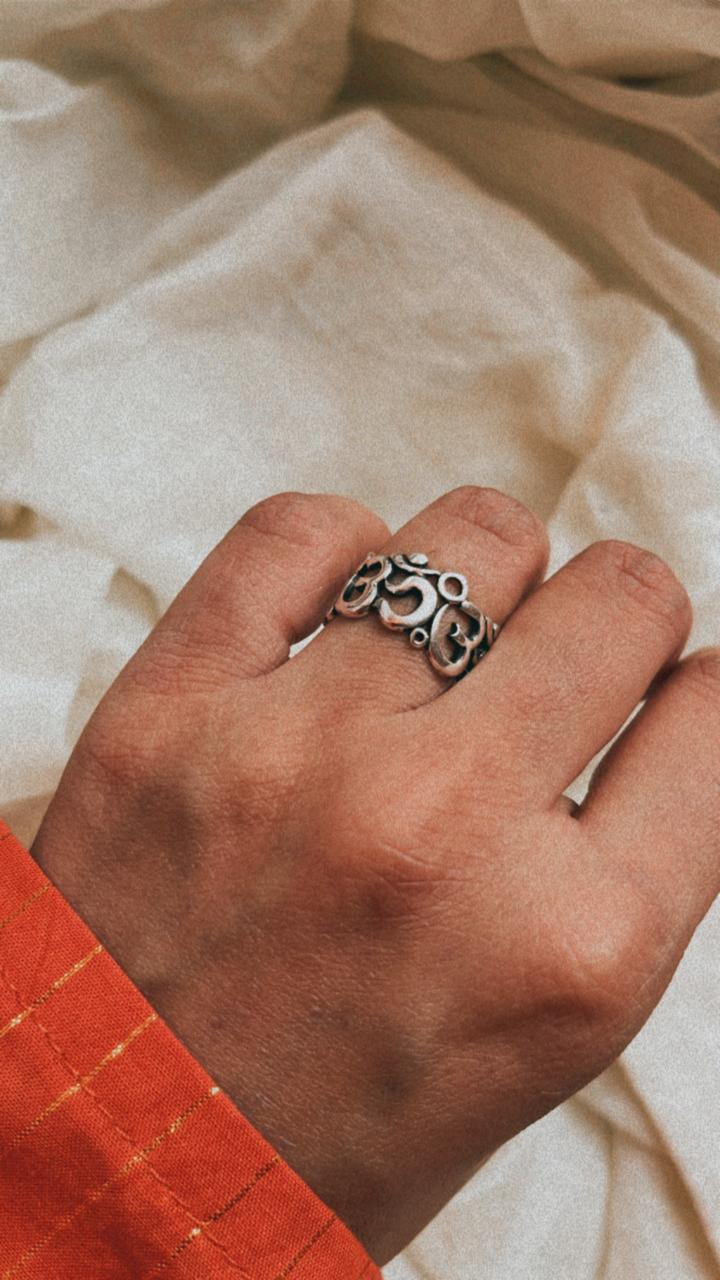 Om Aum Full Band Ring for Spiritual Practice