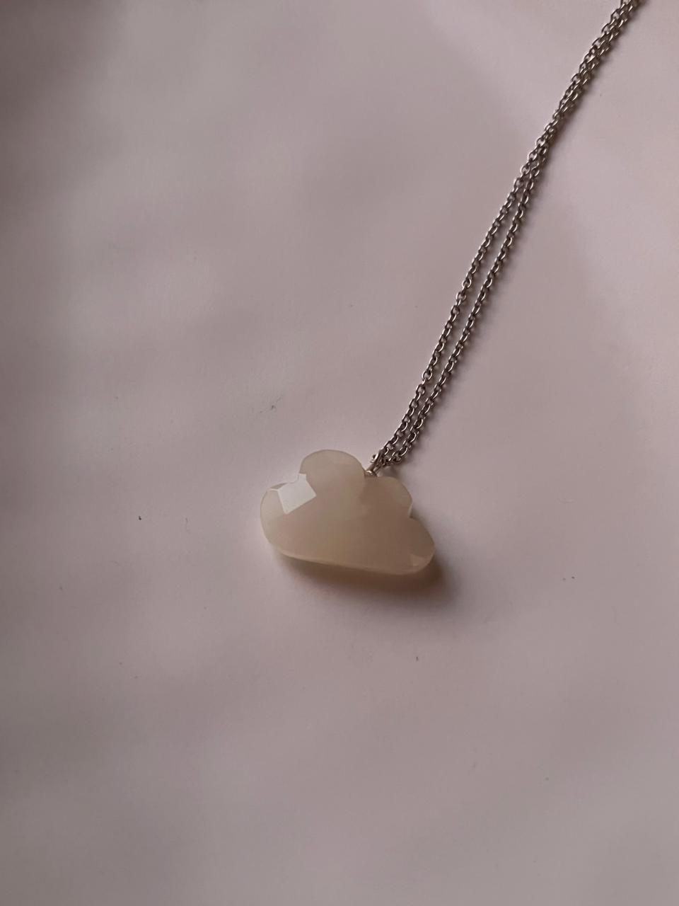Cloud-Shaped White Moonstone Crystal Necklace with Silver