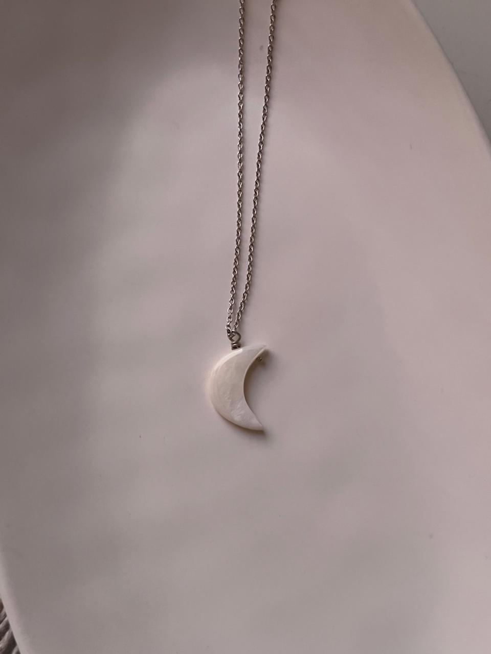 Mother of Pearl Moon Necklace with Healing Energy