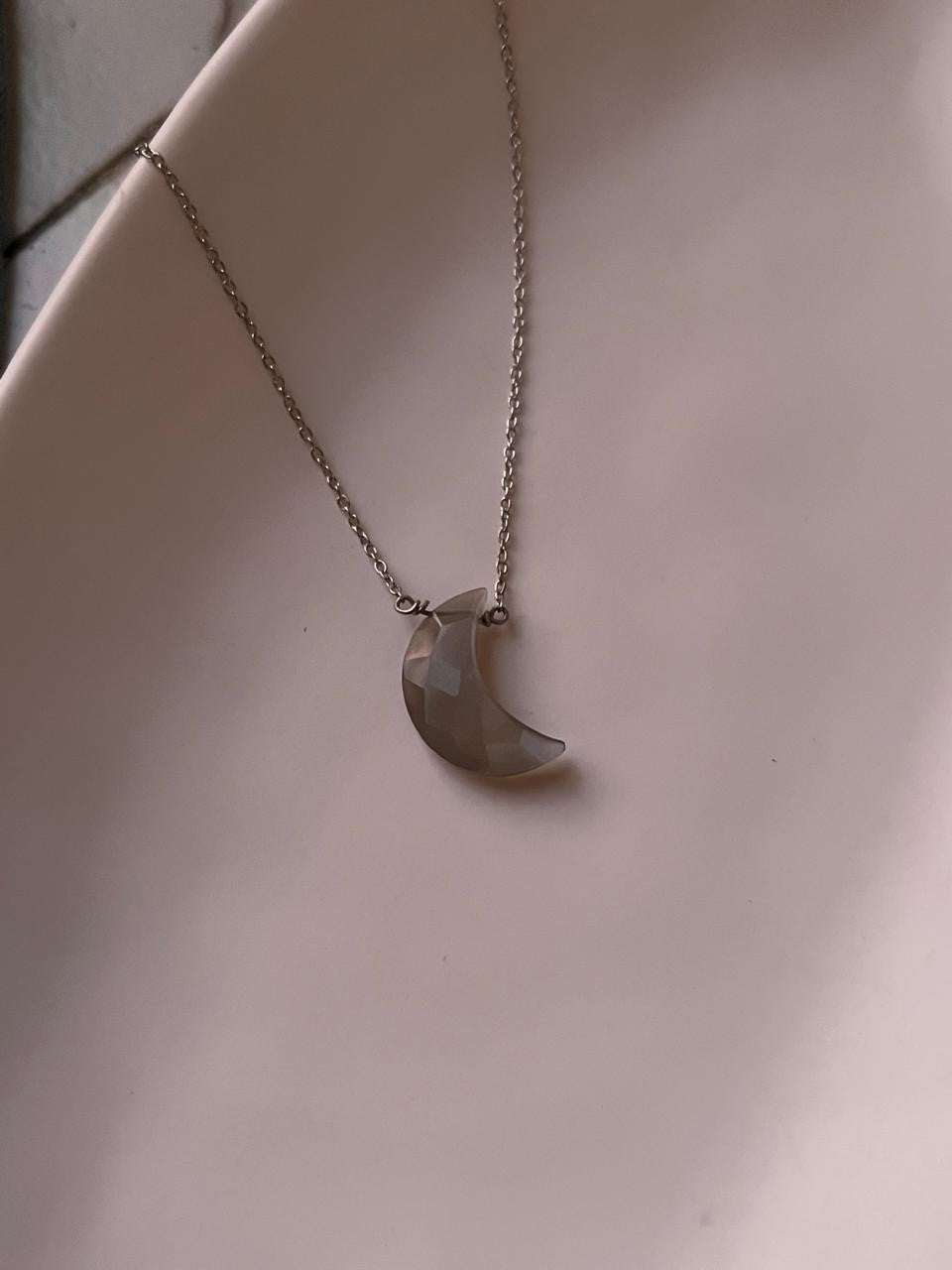 Moonstone Moon Crystal Necklace with Grey Gemstone