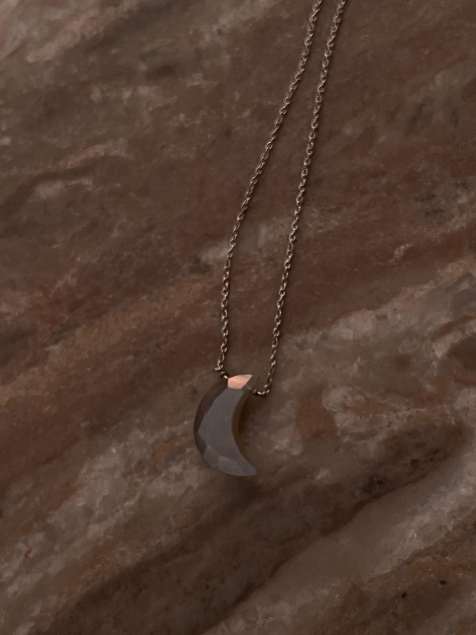 Grey Moonstone Moon Pendant Necklace for Healing