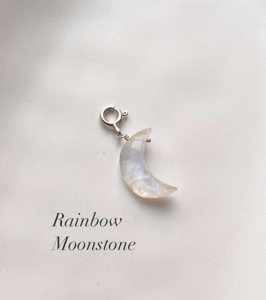Rainbow Moonstone Moon Crystal Charm