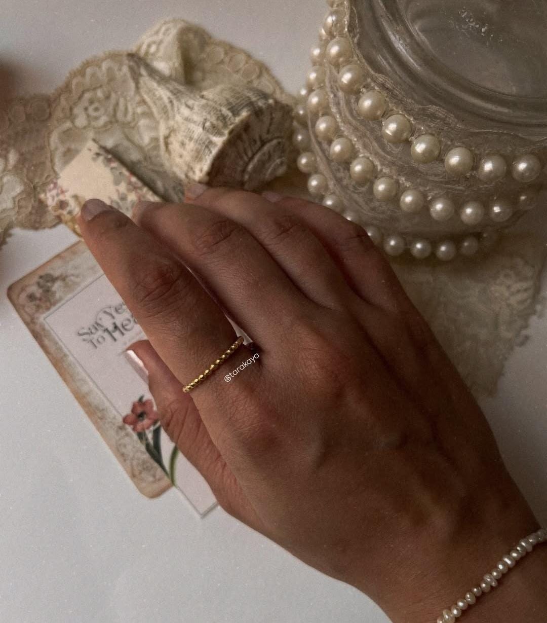 Gold Vermeil Stack Band Ring with Big Dots