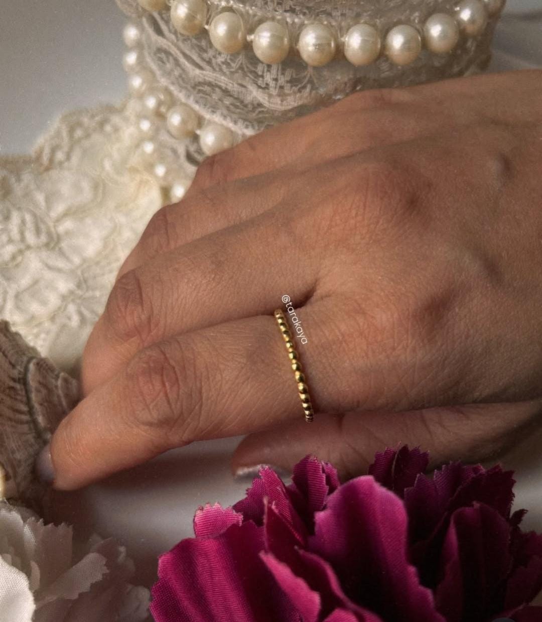 Gold Vermeil Dot Pattern Stackable Ring