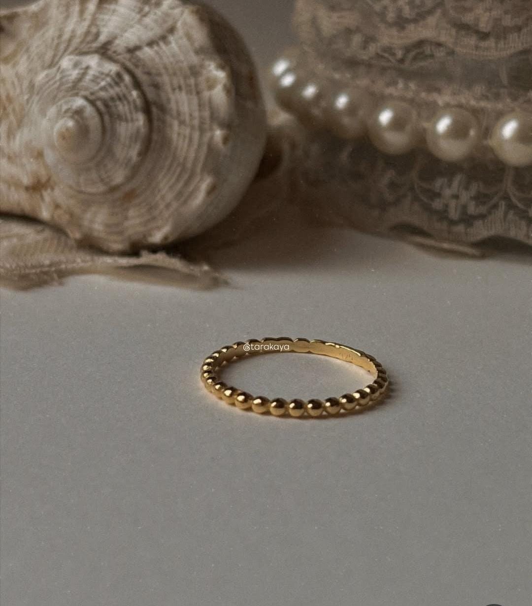 Gold Vermeil Stack Band Ring with Big Dots