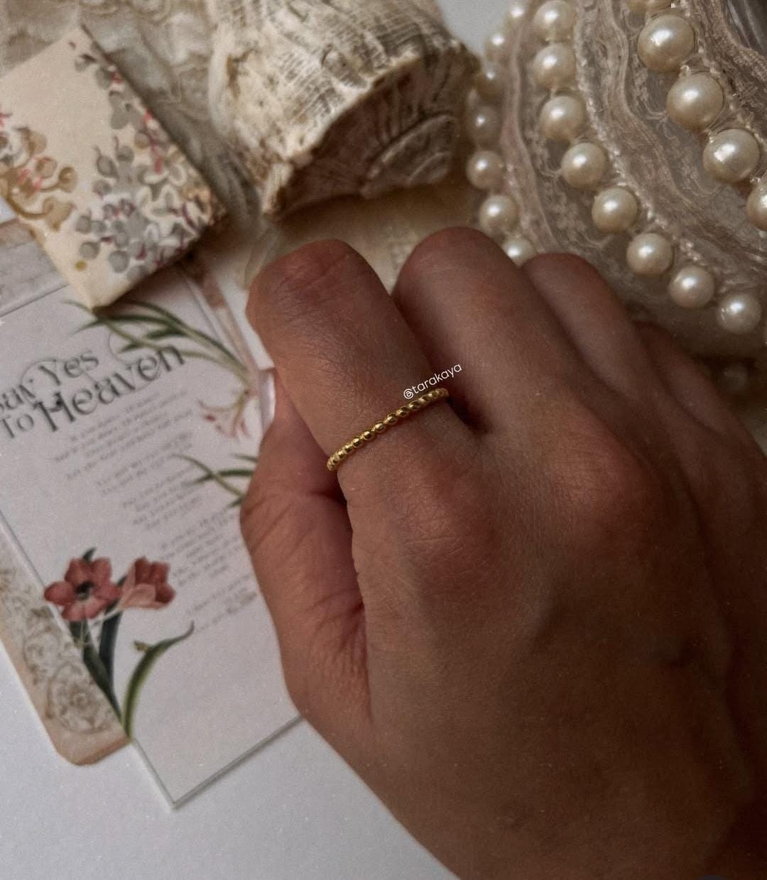 Stackable Gold Vermeil Ring with Big Dots