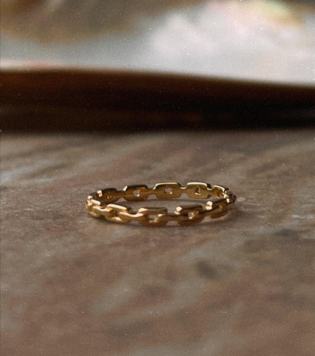 Gold Vermeil Minimalist Link Stack Ring