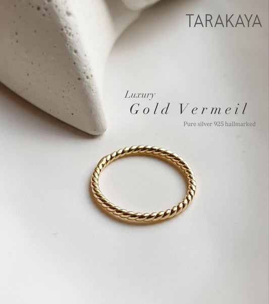 Gold Vermeil Rope Design Stack Band Ring