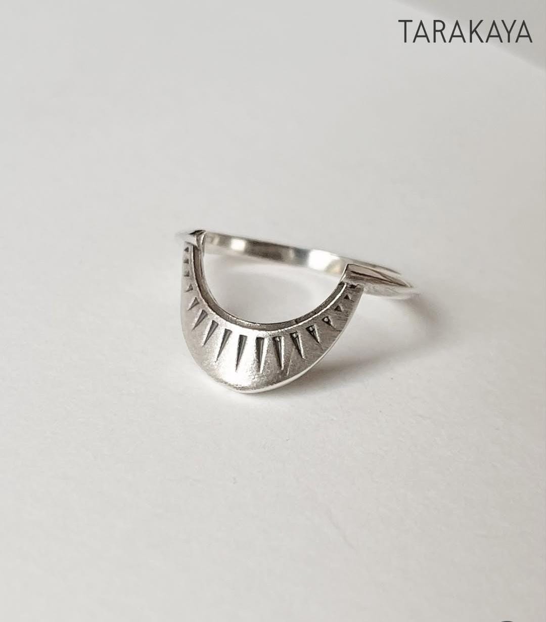 925 Silver Stack Ring with Tribal Sunrays Pattern
