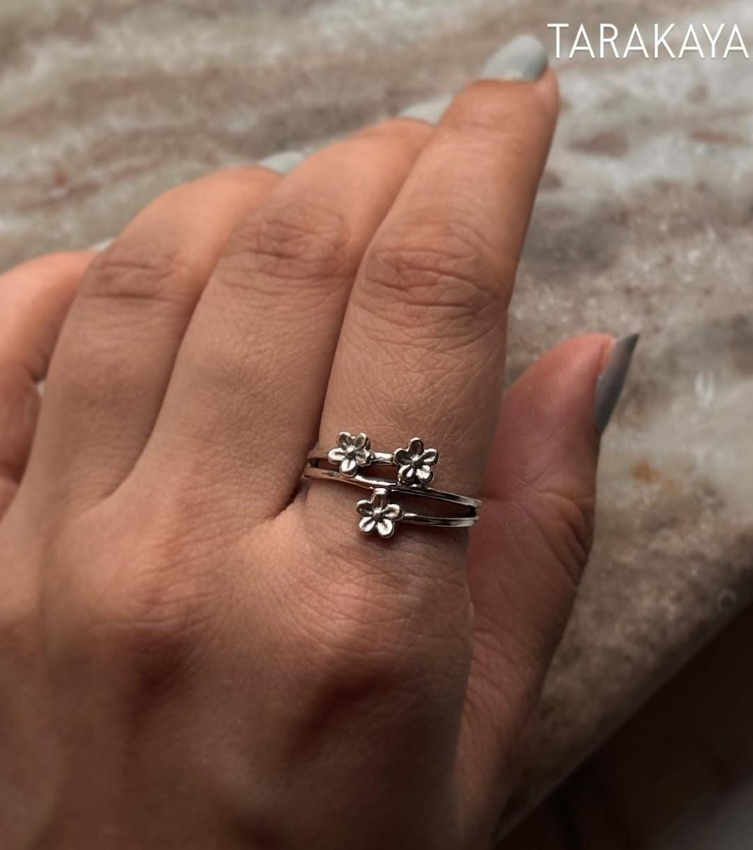 925 Silver Cherry Blossom Design Ring