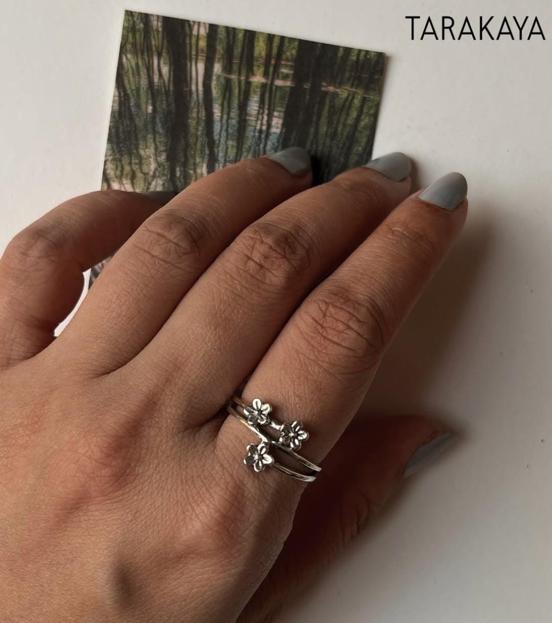 Elegant Cherry Blossom Ring in 925 Silver