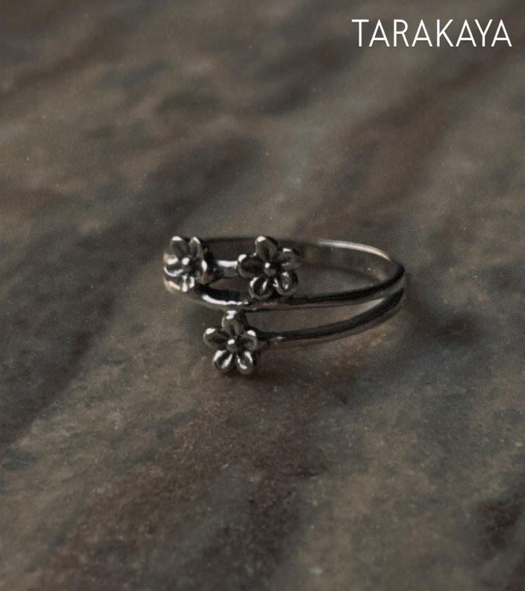 925 Silver Ring with Cherry Blossom Motif