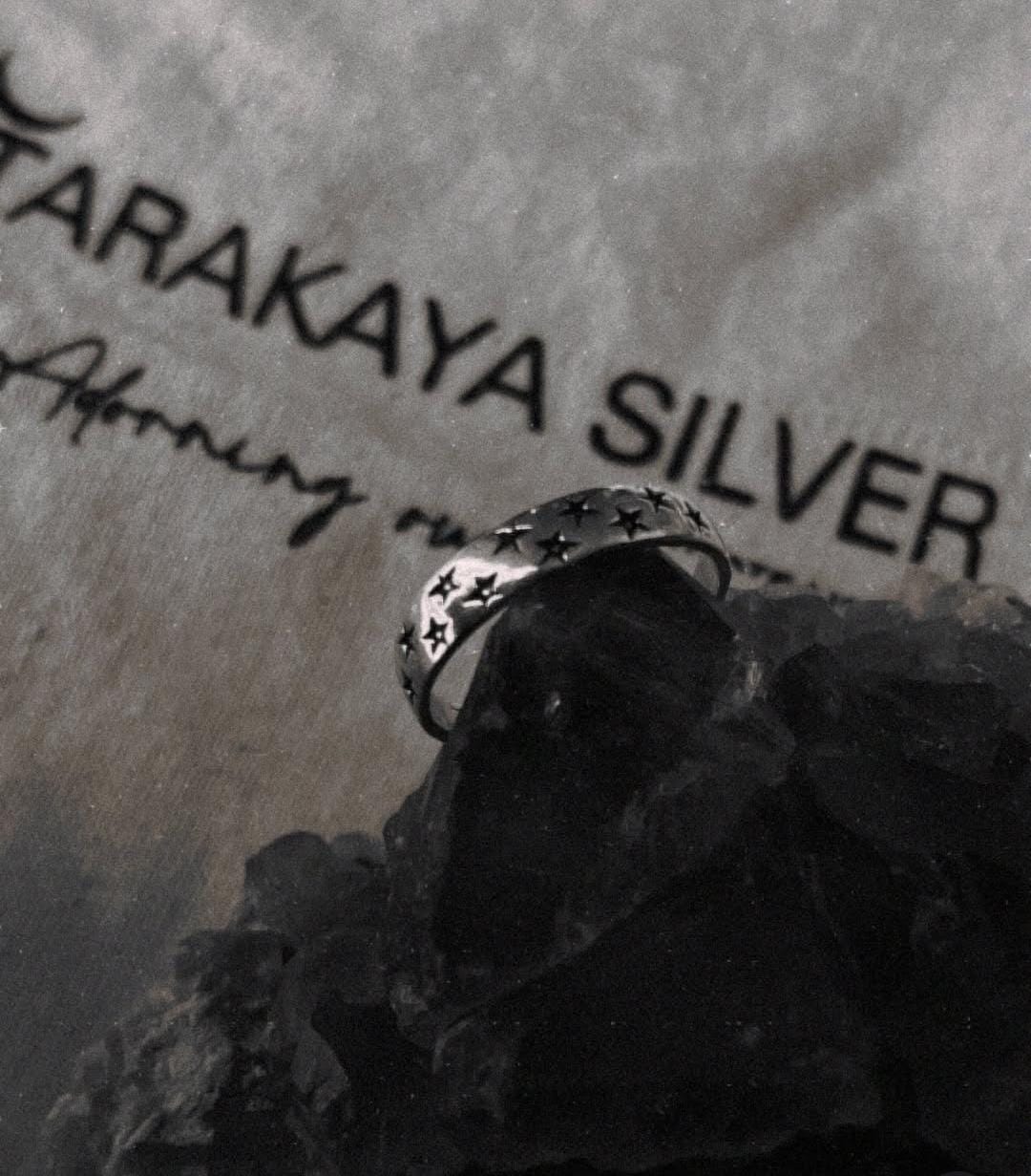 Star Pattern Engraved Ring in 925 Silver