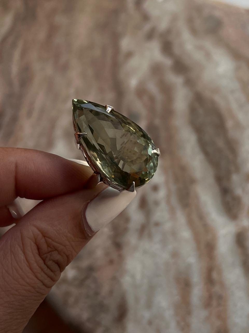 Bold green amethyst silver ring for statement style