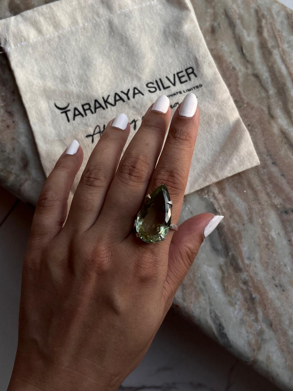Green amethyst gemstone ring for bold and elegant looks