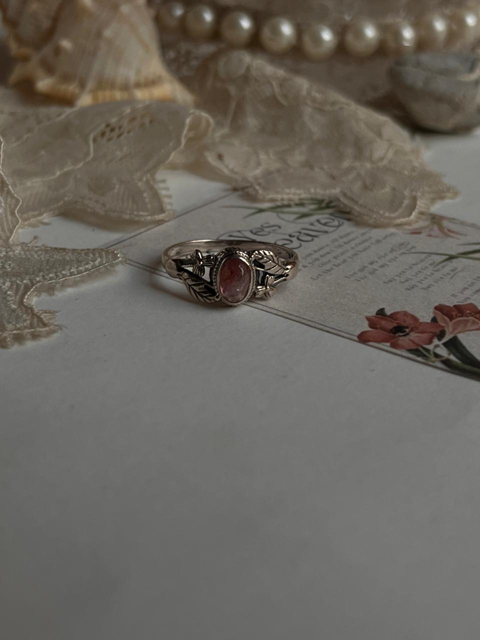 Pink Tourmaline Forest Enchantment 925 Sterling Silver Ring