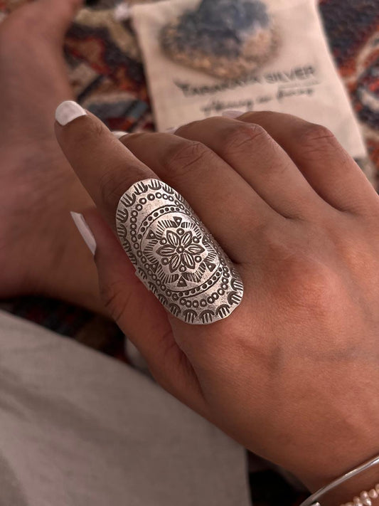 Bohemian full finger adjustable 925 silver ring