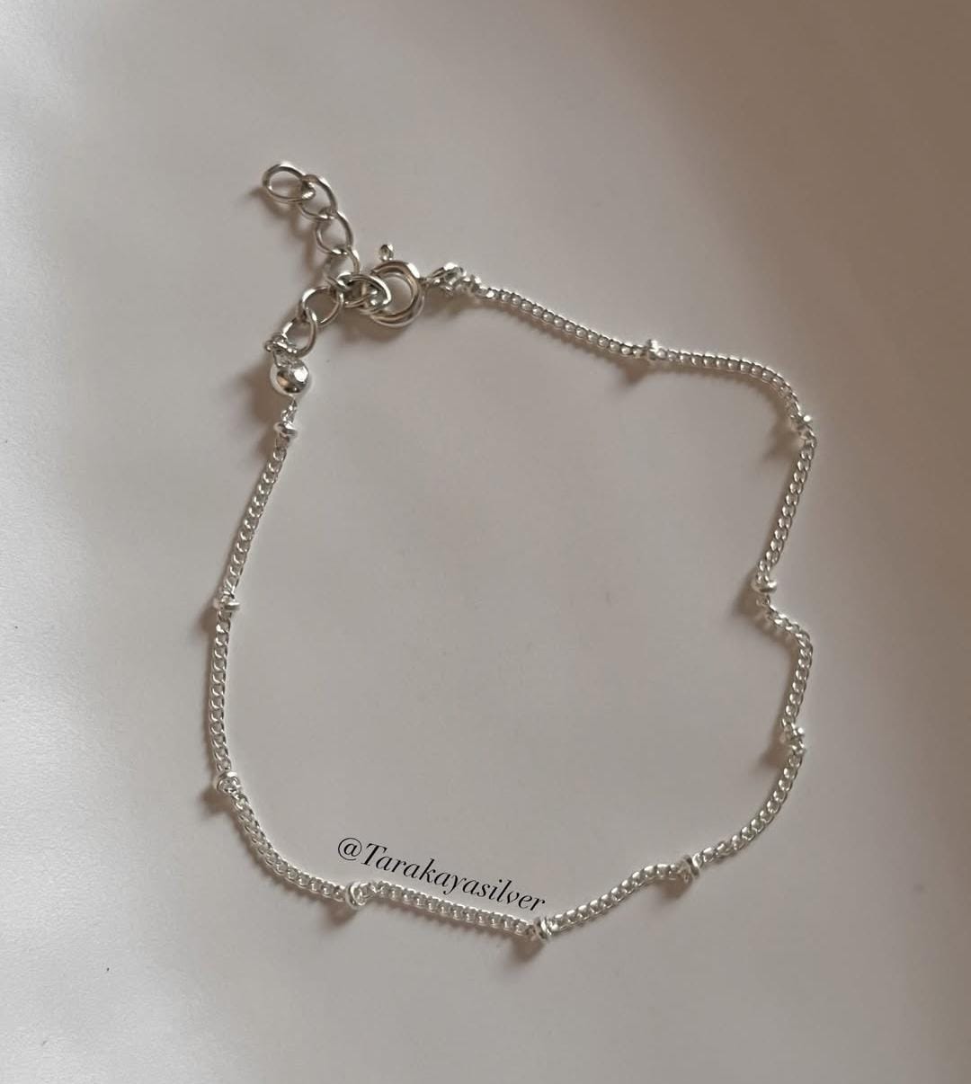 Cable Dot Minimal Stackable 925 Sterling Silver Bracelet