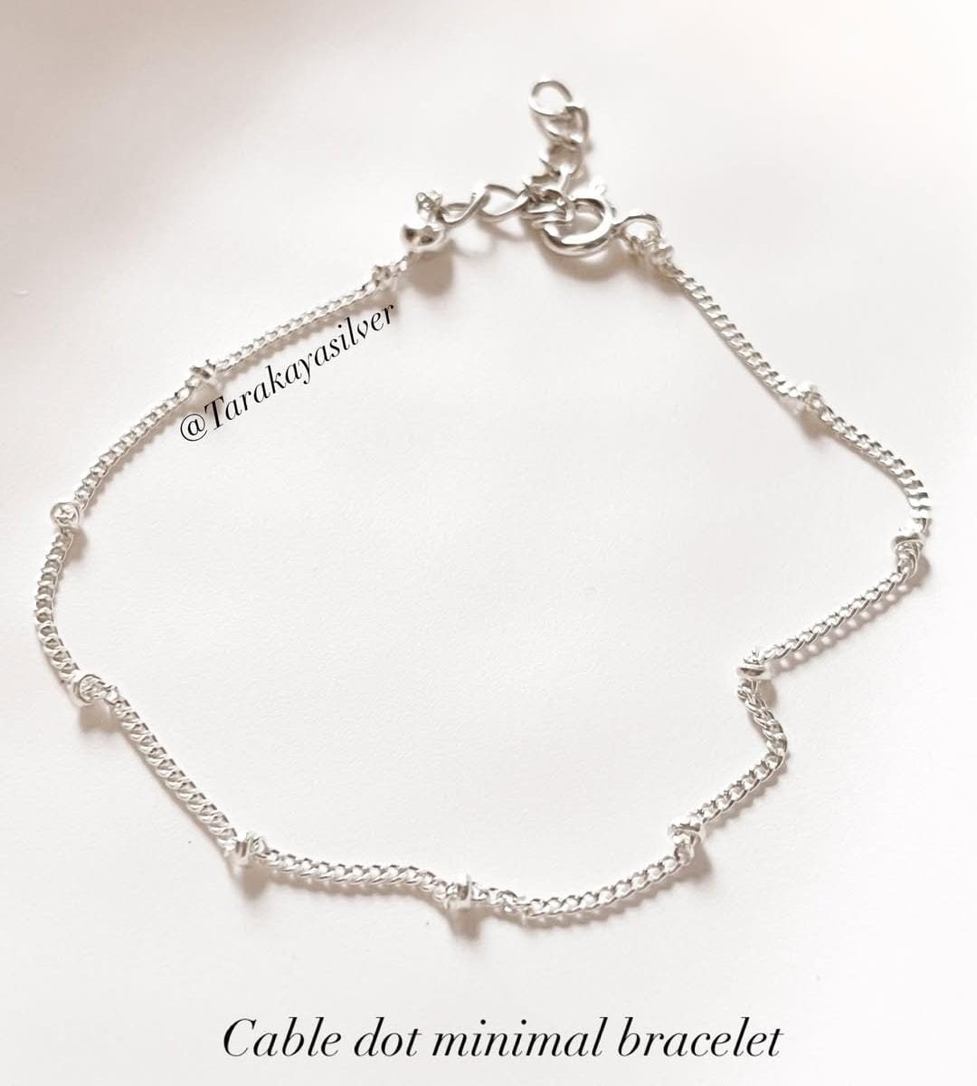 Cable Dot Minimal Stackable 925 Sterling Silver Bracelet
